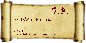 Tollár Marina névjegykártya
